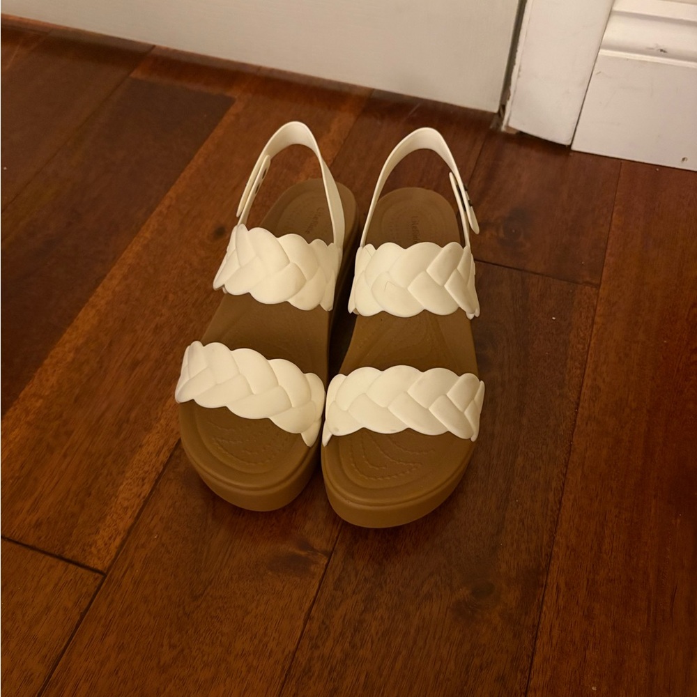 CROCS White Platform Sandals